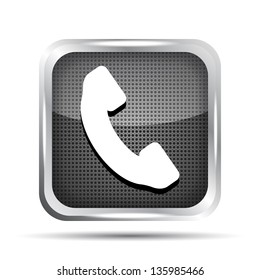 metallic phone button icon on a white background