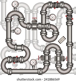  metallic pipeline with transparent elements.