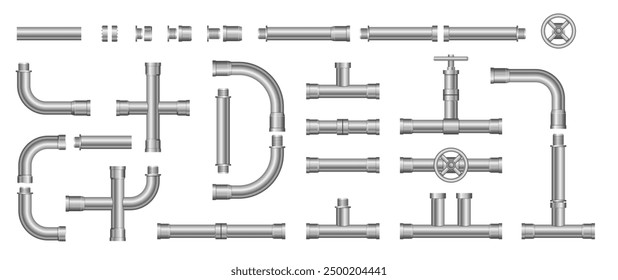 Metallic pipes, plumbing fittings. Oil refinery industry pipeline