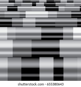 Metallic pipes side by side, diminishing in the distance, in gray scale