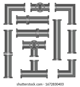 Dibujo de diseño vectorial de tubos metálicos aislados en fondo blanco