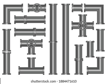 Ilustración de diseño vectorial de tuberías metálicas aisladas en fondo blanco
