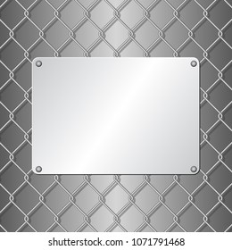 metallic plaque on wire mesh background