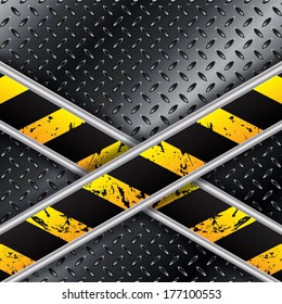 Metallic plate background with X shaped grunge stripes