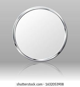 metallic plate on gray background