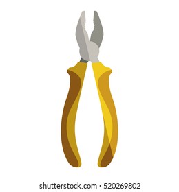 metallic plier icon tool with yellow handle