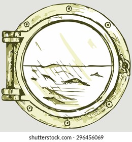 Metallic porthole. Vector Image