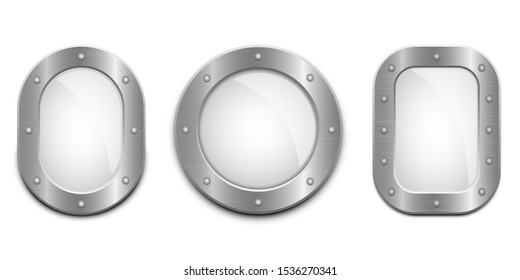 Metallic porthole window vector design illustration isolated on white background