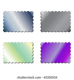 metallic postage stamps, abstract art illustration