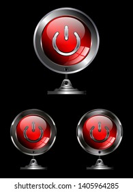 Metallic power buttons glossy set