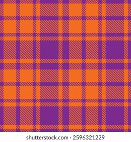 Metallic Purple and Rich Orange Seamless Tartan Fabric Design
