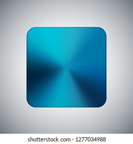 Metallic realistic button template in blue color. Reflective steel tool. Metal texture technical object. Vector illustration. Polygonal icon with light and shadow. Plate glare surface.