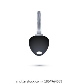 Metallic realistic key with plastic handle. Vector illustration on white background