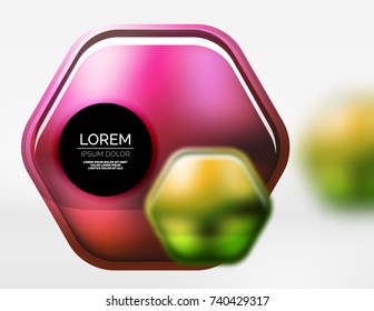Textura metálica realista sobre hexágonos 3d, fondo digital vectorial. Resumen de fondo plantilla de tecnología futurista