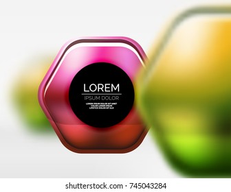 Metallic realistic texture on 3d hexagons, vector digital backdrop. Abstract background futuristic techno template