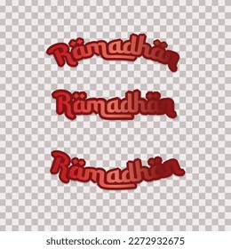 metallic red 3d ramadan typography. for business needs, headlines or product packaging. with a transparent background