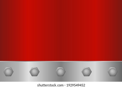 Metallic red background and silver frame with bolt