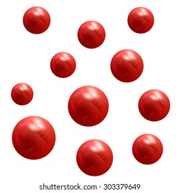 Metallic red balls falling. design element