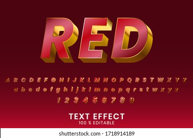 Metallic Red And Gold Outline Text Effect