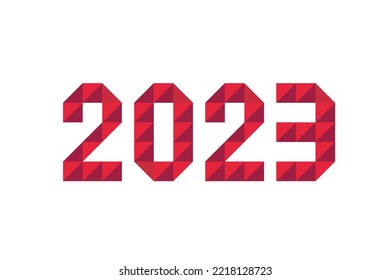 Metallic red kanji graphic representing "2023"