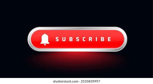 ícone de sino de inscrição vermelho metálico adicionar mais seguidores vetor