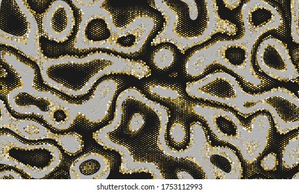 Metallic Repeated Color Vector Clouds. Grunge Abstract White Seamless Flowing Graphic Backdrop. Dark Repeated Spots Vector Background. Seamless Monochrome  Grunge Abstract