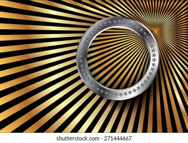 The metallic ring on the lines metallic golden background