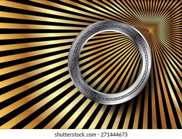 The metallic ring on the lines metallic golden background