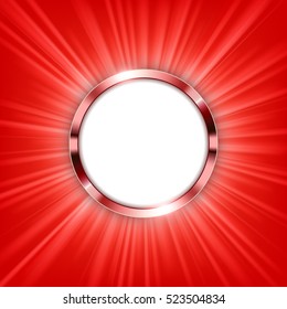 Metallic ring with text space and Red light illuminated Vector Illustration