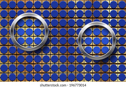 The metallic Rings on blue dotted Background