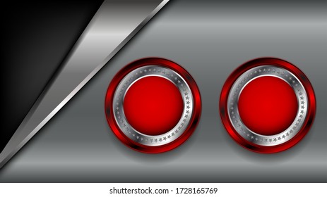 The metallic rings with red circle at metallic background
