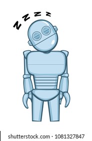 A metallic robot sleeping. Vector illustration