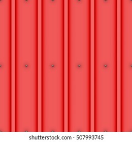 Metallic roof with nails seamless pattern. Red color. Classic style. Vector illustration