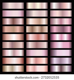 Metallic rose gold gradient collection | Vector rose gold foil texture | rose gold background set | Royalty free Rose gold gradient colour