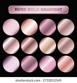 Metallic rose gold gradient collection | Vector rose gold foil texture | rose gold background set | Royalty free Rose gold gradient colour