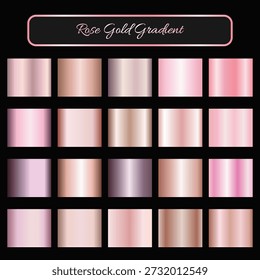 Metallic rose gold gradient collection | Vector rose gold foil texture | rose gold background set | Royalty free Rose gold gradient colour