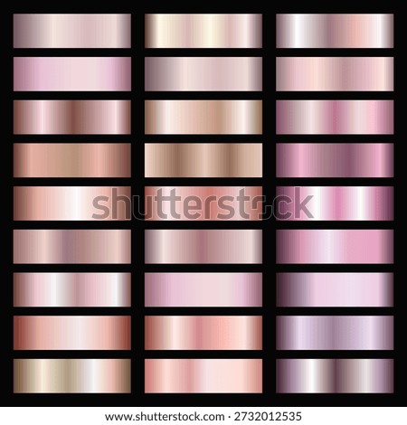 Metallic rose gold gradient collection | Vector rose gold foil texture | rose gold background set | Royalty free Rose gold gradient colour