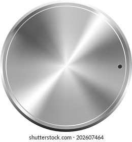 Metallic round button, vector icon