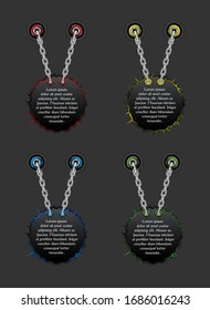 Metallic round chained hanging element