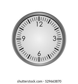 Metallic Round Clock Mockup Isolated On White Background. Clock Face With No Hands. Vector Illustration