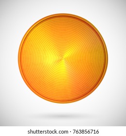Metallic round template bronze color. Metal texture blank circle on light gradient background. Medal mockup for user interface, application, web, rewarding and awards ceremony. Vector illustration.