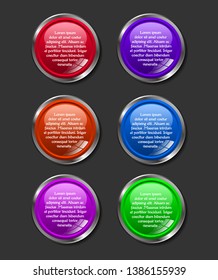 Metallic round web button infographic