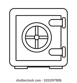 metallic safe box with closed door money storage security