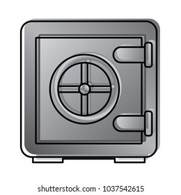 metallic safe box with closed door money storage security