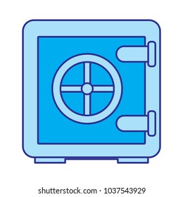 metallic safe box with closed door money storage security vector illustration blue image