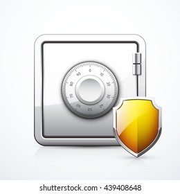 Metallic safe and orange shield