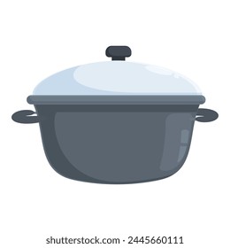Metallic saucepan icon cartoon vector. Clean soup tool. Home object
