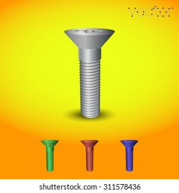 metallic screw set. Vector illustration.