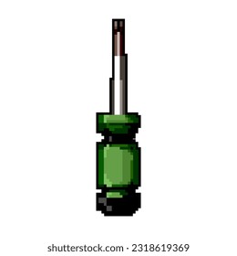 metallic screwdriver tool game pixel art retro vector. bit metallic screwdriver tool. old vintage illustration