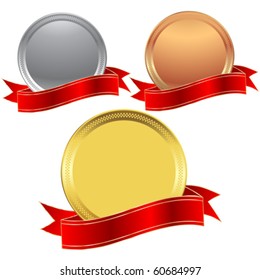 Metallic Seals With A Red Ribbon